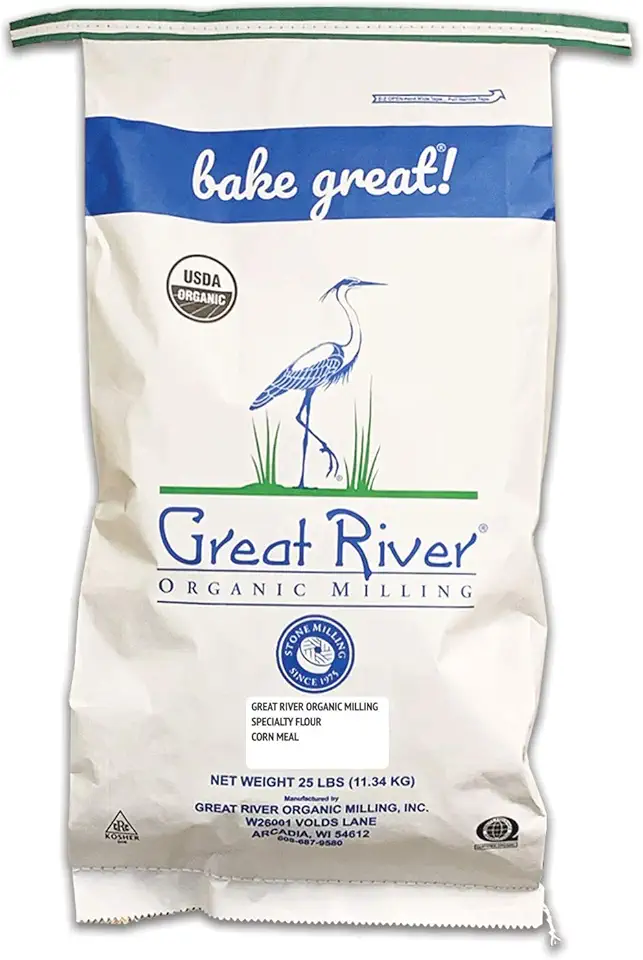 Great River Organic Milling, Specialty Flour, Corn Meal, Stone Ground, Organic, Non-GMO, 25-Pounds (Pack of 1)