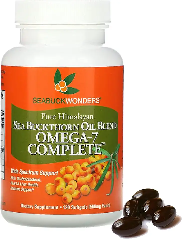 Sea Buckthorn Oil Blend, Omega-7 Complete, Max Potency, 120 Count Softgels