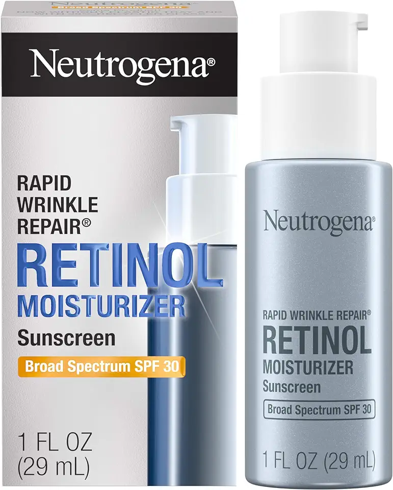 Neutrogena Retinol Face Moisturizer, Rapid Wrinkle Repair with SPF 30 Sunscreen, Daily Anti-Aging Face Cream with Retinol &amp; Hyaluronic Acid to Fight Fine Lines, Wrinkles, &amp; Dark Spots, 1 fl. oz