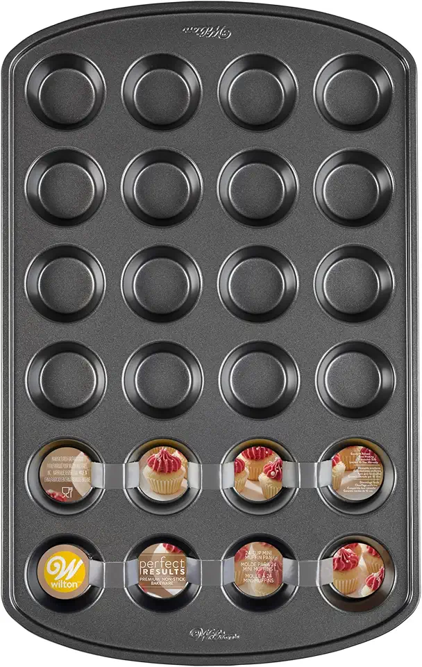 Wilton Perfect Results Premium Non-Stick Pan 24-Cup Mini Muffin Tin, Steel, Silver