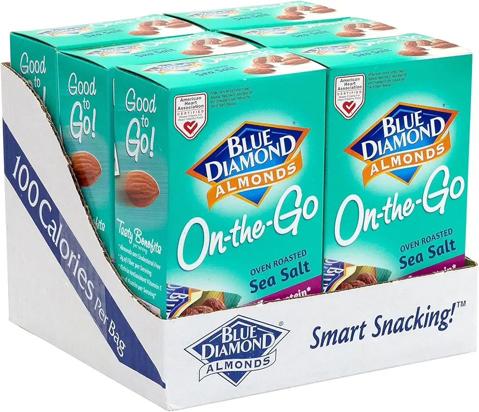 Blue Diamond Almonds, Oven Roasted with Sea Salt, 100 Calorie On-The-Go Bags 7 count of 0.6Oz (Pack Of 6)