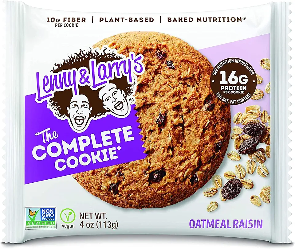 Lenny &amp; Larry&#x27;s The Complete Cookie, Oatmeal Raisin, 16g Plant Protein, Vegan, Non-GMO, 4 Ounce Cookie (Pack of 12)