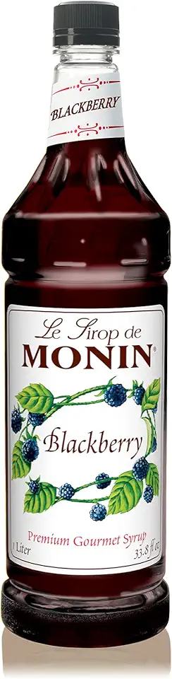 Monin - Blackberry Syrup, Delicious Berry Flavored Syrup, Cocktail Syrup, Authentic Flavor Drink Mix, Simple Syrup for Iced Tea, Lemonade, Cocktails, &amp; More, Clean Label, Gluten-Free (1 Liter)