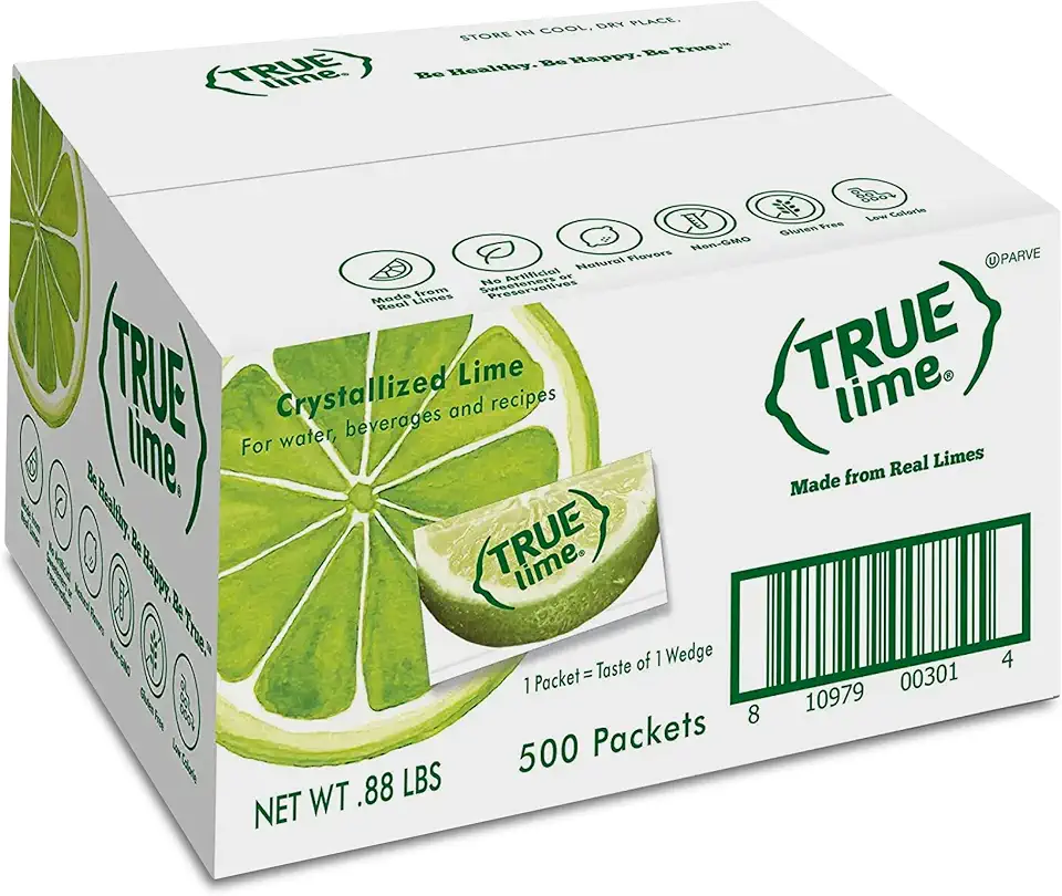 TRUE LIME Water Enhancer, Bulk Pack - 0.03 Ounce, 500 Count (Pack of 1)| Zero Calorie Unsweetened Flavoring For Bottled Water &amp; Recipes | Flavor Packets Made with Real Limes