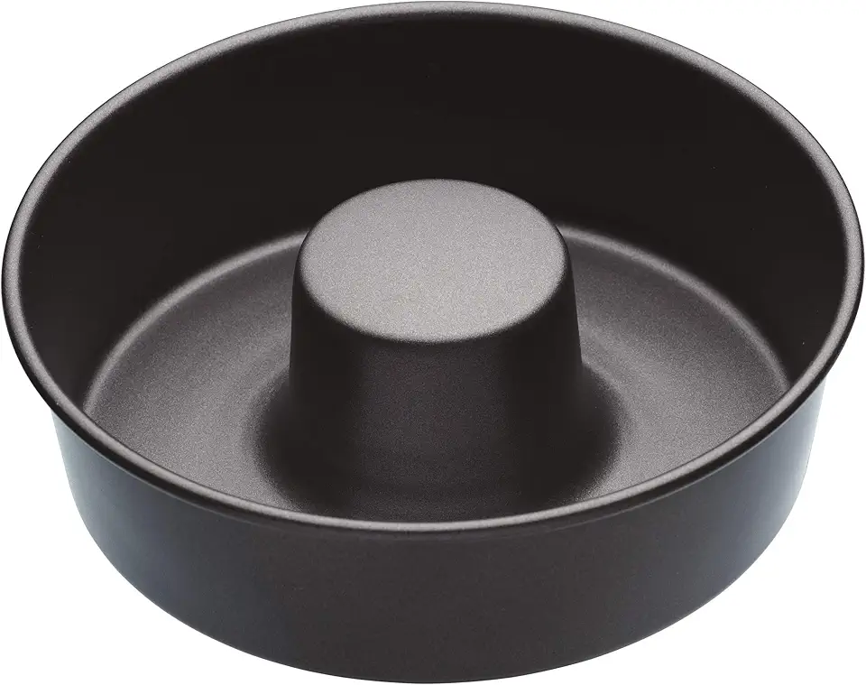 MasterClass KCMCHB76 20 cm Ring Cake Tin with PFOA Non Stick, Robust 1 mm Carbon Steel, 8 Inch Savarin Mould, Grey