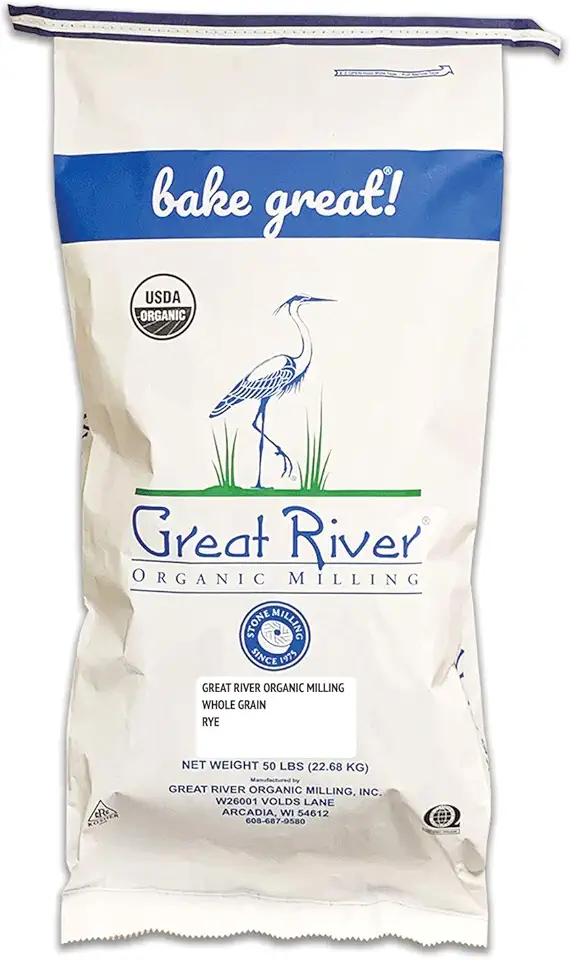 Great River Organic Milling, Whole Grain, Rye Grain, Organic, 50-Pounds (Pack of 1)