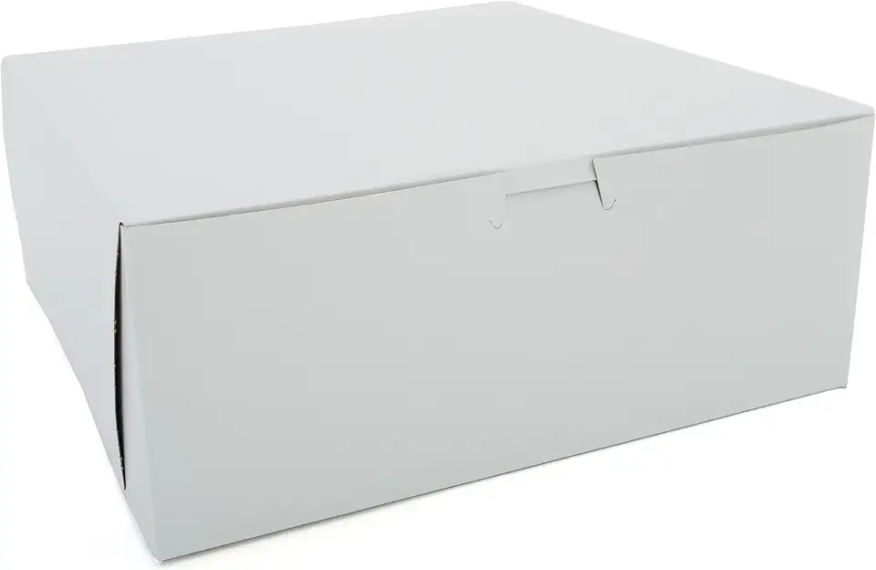 Southern Champion Tray 0973 Premium Clay-Coated Kraft Paperboard White Non-Window Lock Corner Bakery Box, 10&quot; Length x 10&quot; Width x 4&quot; Height, White (Case of 100)