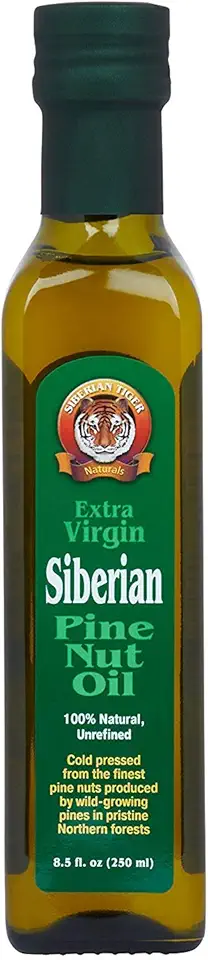 Extra Virgin Siberian Pine Nut Oil, 8.5 oz. Bottle - Premium Quality, Unrefined, 100% Natural - Benefits Overall Health &amp; Aids Gastritis, Ulcers, Digestive Issues