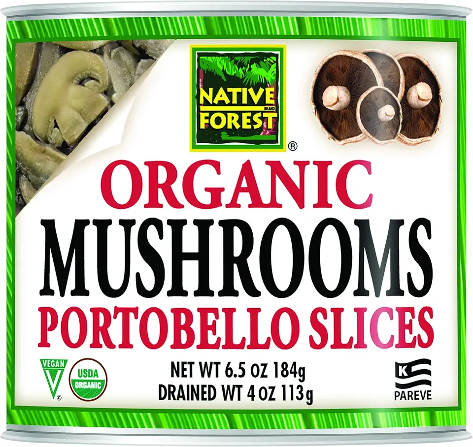 Native Forest Organic Portobello Mushroom Slices – Canned Mushrooms, Low Calories &amp; Fat, Non-GMO Project Verified, USDA Organic – 6.5 Oz (Pack of 12)