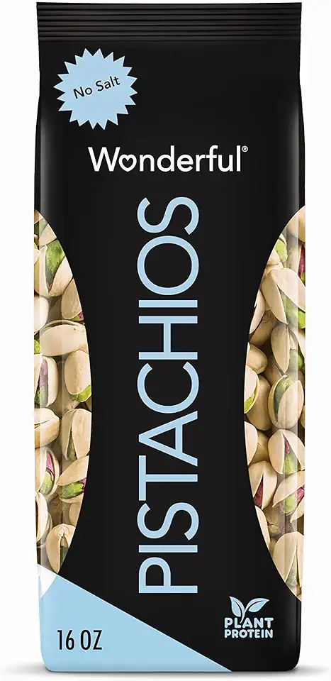 Wonderful Pistachios In Shell, Roasted with No Salt Nuts, 16 Ounce Bag, Protein Snacks, Gluten Free, Healthy Snacks for Adults