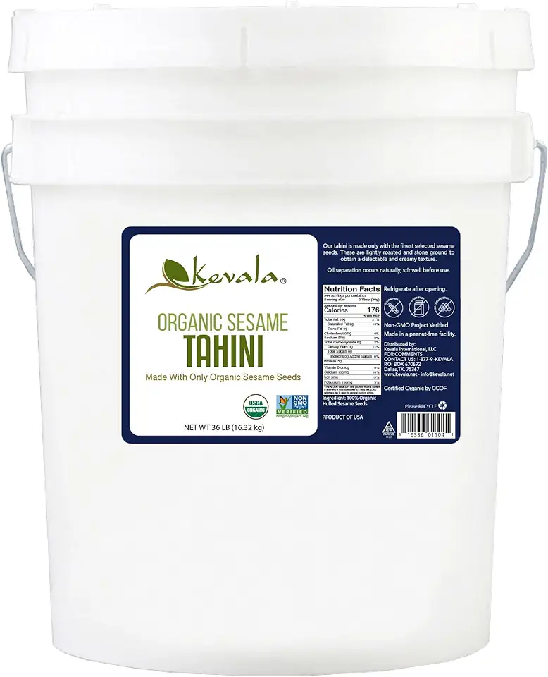 Kevala Organic Sesame Tahini, 36 Pound, Bulk