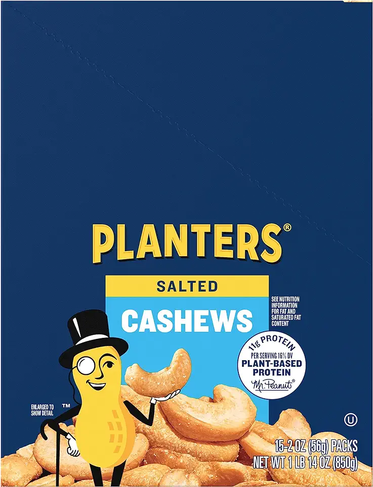 PLANTERS Salted Cashews 15-Pack, 1.87 LB