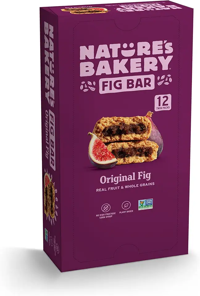 Nature’s Bakery Whole Wheat Fig Bars, Original Fig, Real Fruit, Vegan, Non-GMO, Snack bar, 1 box with 12 twin packs (12 twin packs)