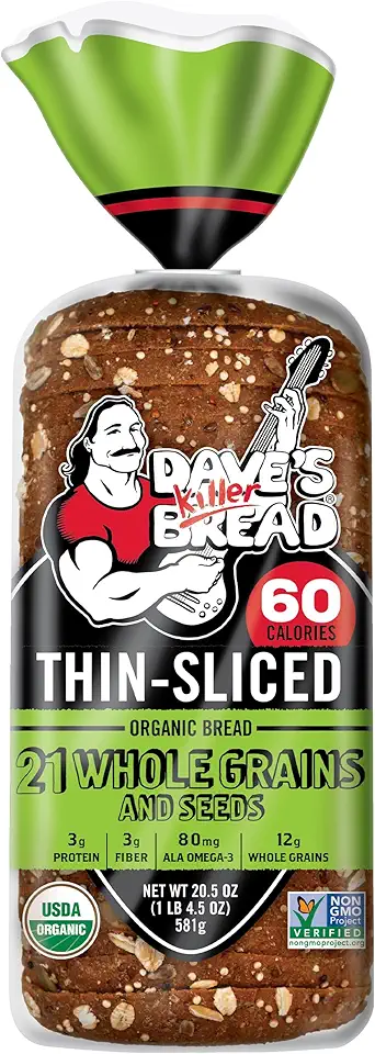 Dave&#x27;s Killer Bread 21 Whole Grains &amp; Seeds Thin-Sliced, Whole Grain Organic Bread, 20.5 oz Loaf