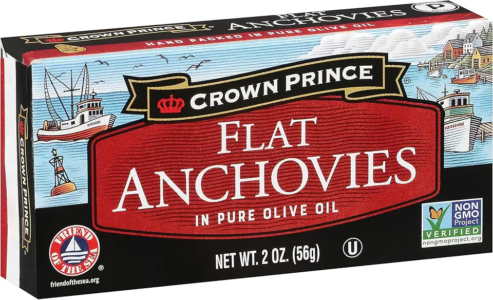 Crown Prince Flat Anchovies in Olive Oil, 2-Ounce Cans (Pack of 12)