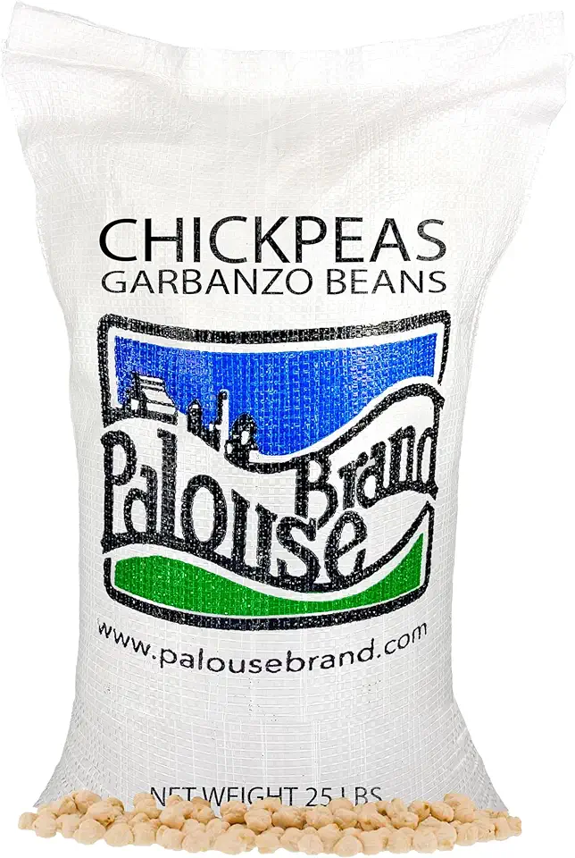 Dried Chickpeas | Garbanzo Beans Dry | 25 lbs Bulk | Family Farmed in Washington State | 100% Desiccant Free | Sproutable | Non-GMO Project Verified | Kosher | Poly Bag