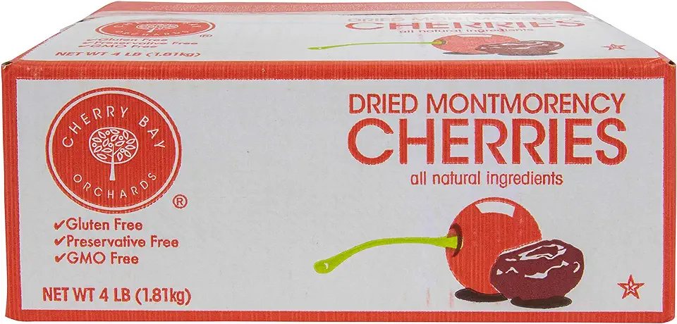 Cherry Bay Orchards - Dried Montmorency Tart Cherries (4 lb. box) - 100% Domestic, All Natural, Kosher Certified, Gluten Free, and GMO Free, No Additives