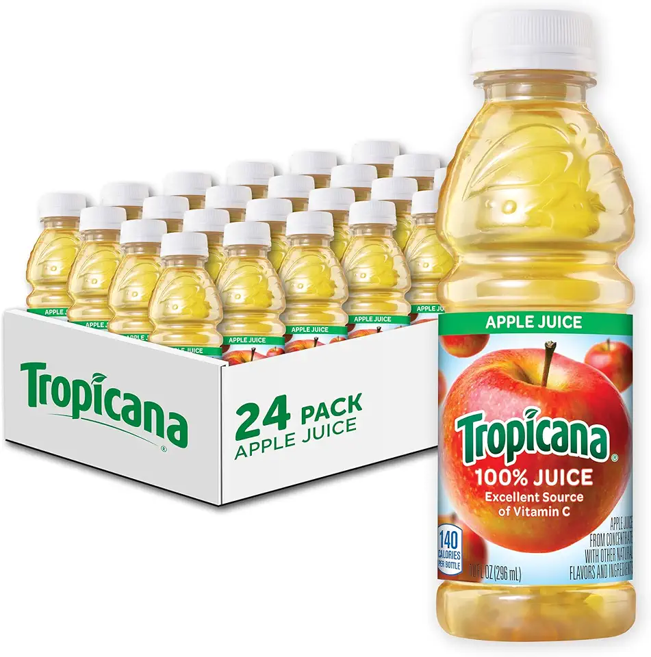 Tropicana 100% Juice, Apple Juice, 10 fl oz (Pack of 24) - Real Fruit Juices, Vitamin C Rich, No Added Sugars, No Artificial Flavors