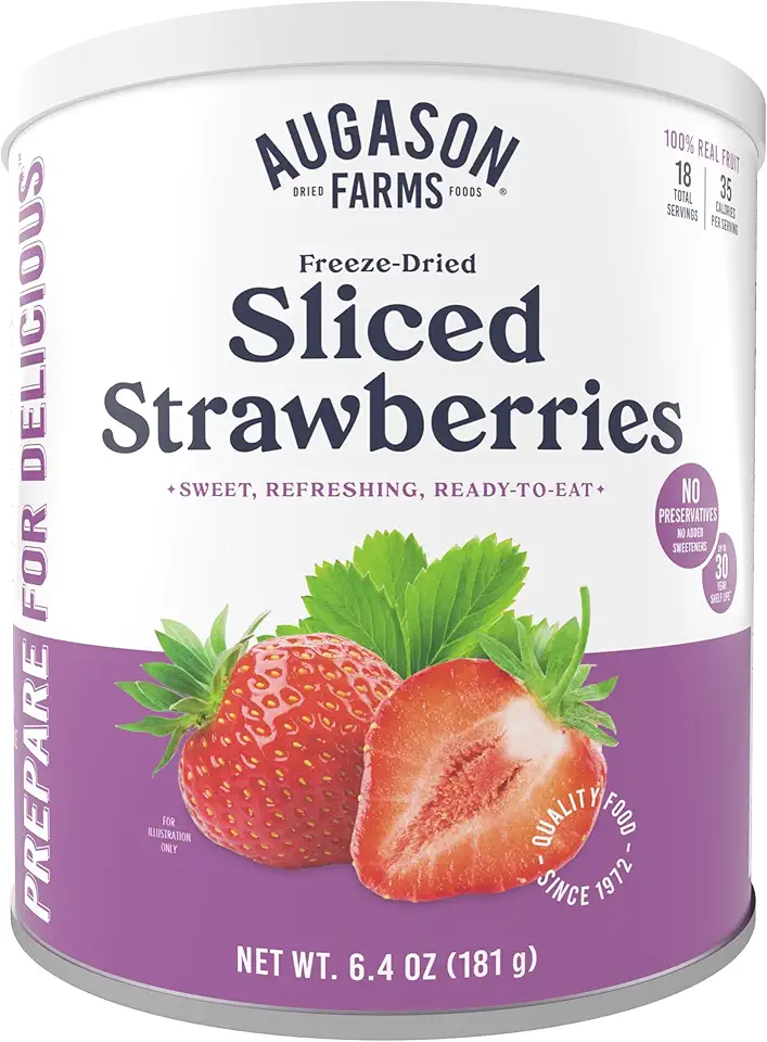 Augason Farms Freeze Dried Sliced Strawberries 6.4 oz