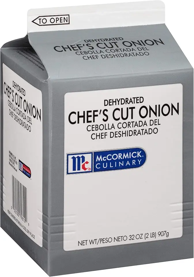 McCormick Culinary Dehydrated Chef&#x27;s Cut Onion, 2 lb - One 2 Pound Container of Dehydrated Chopped Onions, Use as Fresh Onion Substitute - Perfect in Soups, Dips, Meatloaves and Stews