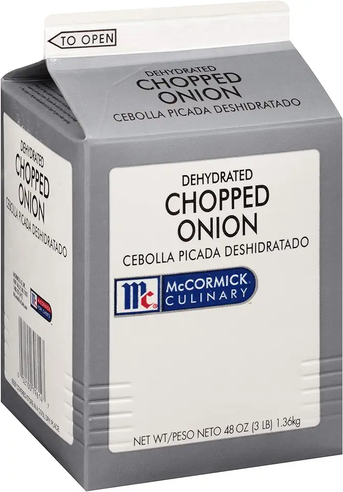 McCormick Culinary Dehydrated Chopped Onion, 3 lb - One 3 Pound Container of Dehydrated Onion Flakes, Perfect as Garnish or Seasoning on Vegetables, Stuffings, Soups and More