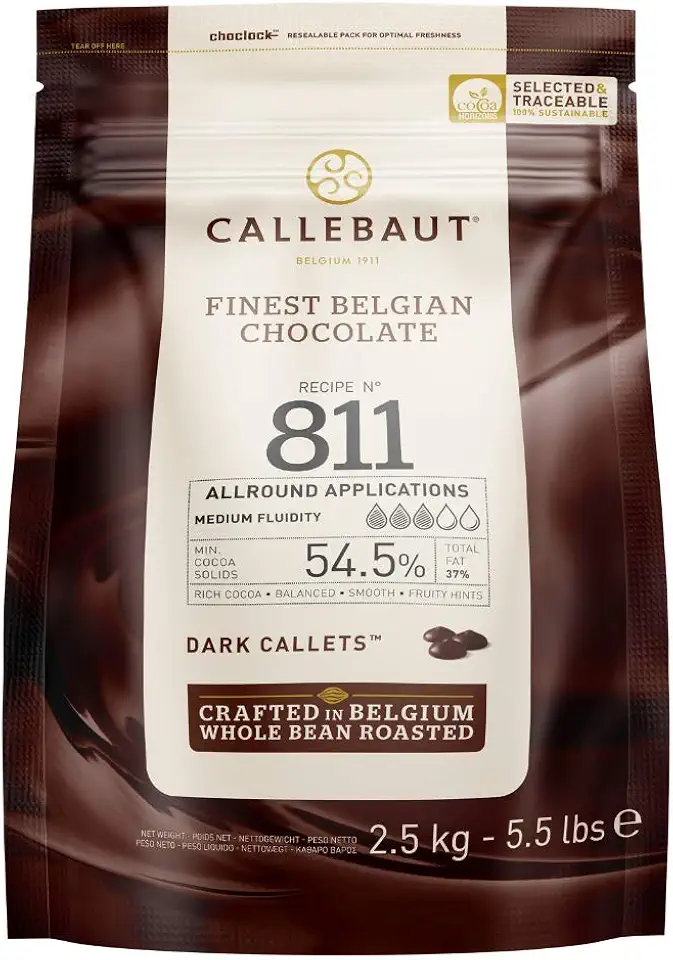 Callebaut Belgian Dark Couverture Chocolate Semisweet Callets, 54.5% - 5.5 Lbs