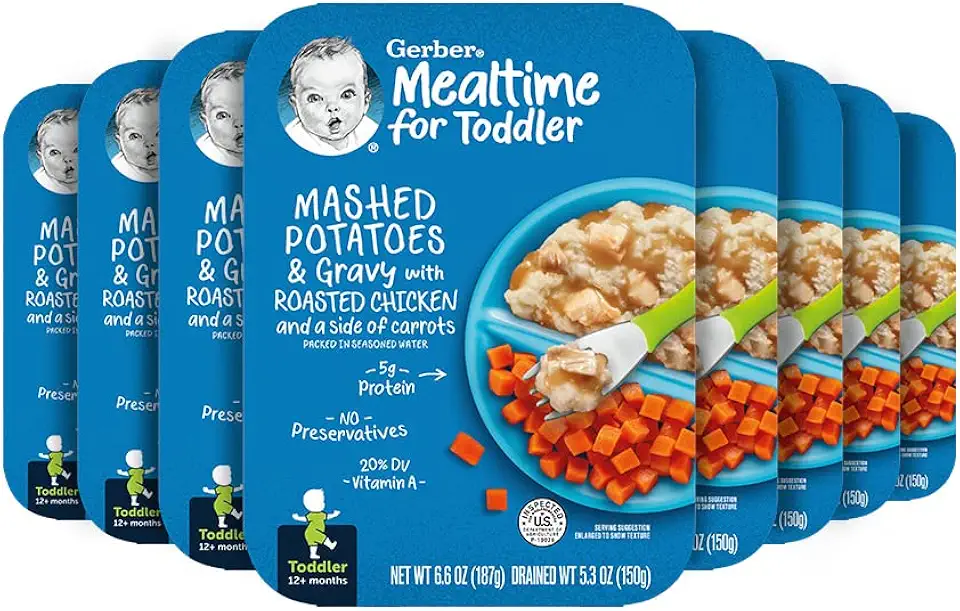 Gerber Mealtime for Toddler Mashed Potatoes &amp; Gravy with Roasted Chicken &amp; Carrots, 6.6 Ounce (Pack of 8)