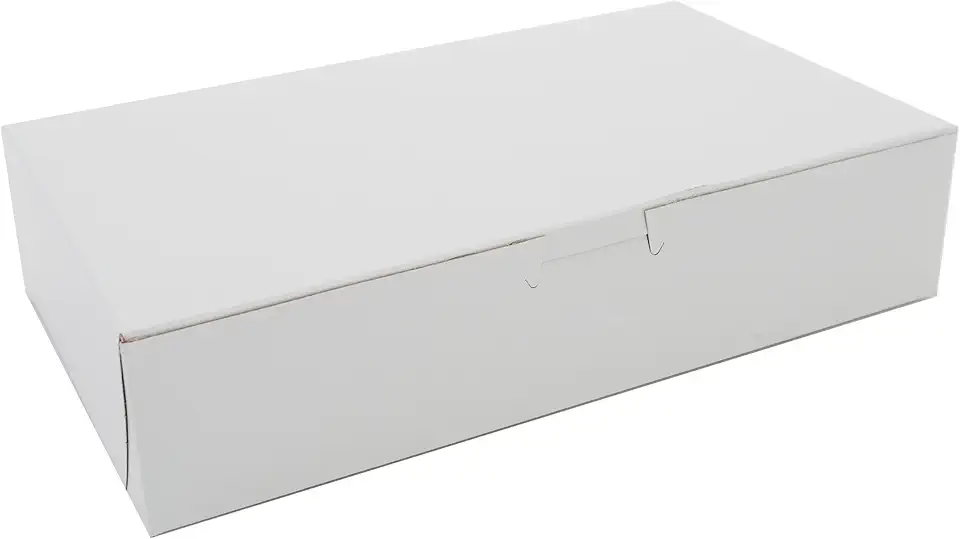 Southern Champion Tray 0967 Premium Clay Coated Kraft Paperboard White Non-Window Lock Corner Bakery Box, 10&quot; Length x 6&quot; Width x 2-1/4&quot; Height (Case of 250)