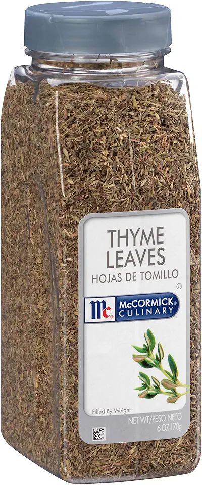 McCormick Culinary Thyme Leaves, 6 oz - One 6 Ounce Container of Dried Thyme Leaves, Perfect for Soups, Meat and Seafood Entrees