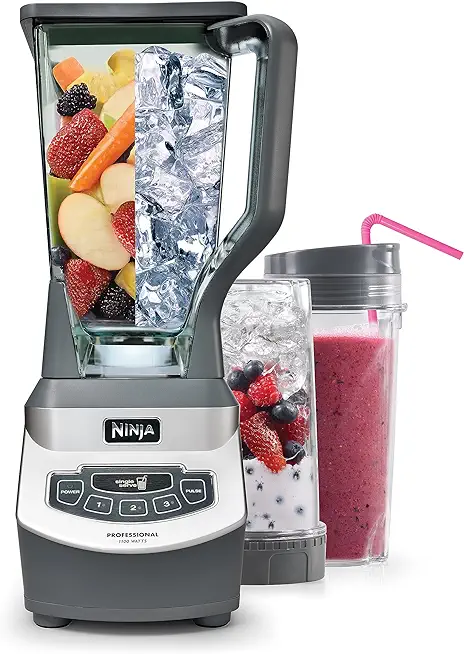 Ninja BL660 Professional Compact Smoothie &amp; Food Processing Blender, 1100-Watts, 3 Functions -for Frozen Drinks, Smoothies, Sauces, &amp; More, 72-oz.* Pitcher, (2) 16-oz. To-Go Cups &amp; Spout Lids, Gray