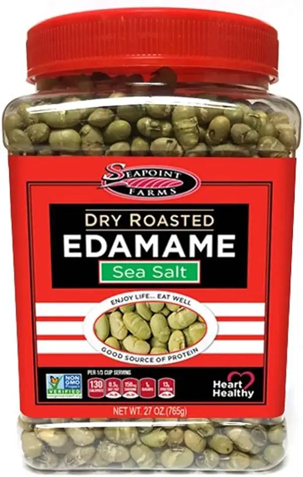 Seapoint Farms Dry Roasted Edamame, Sea Salt, Vegan, Gluten-Free, Kosher, and Non-GMO, Crunchy Snack for Healthy Snacking, 27oz. Jar