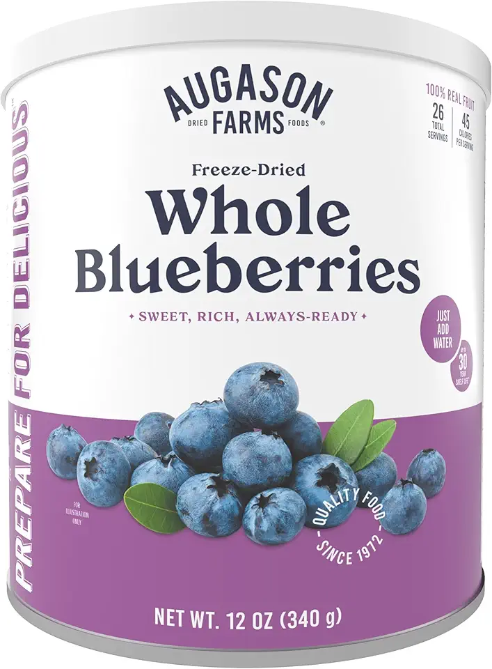 Augason Farms Freeze Dried Whole Blueberries 12 oz No. 10 Can