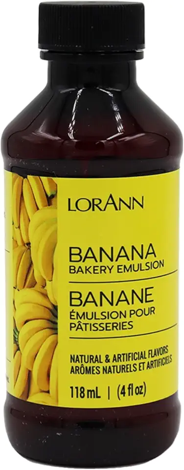 Lorann Oils Banana Bakery Emulsion: True Banana Emulsion, Ideal for Boosting Fruit Tones in Cakes, Cookies &amp; Desserts, Gluten-Free, Keto-Friendly, Banana Extract Substitute Essential for Your Kitchen