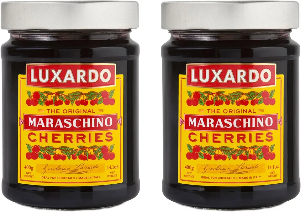 Luxardo Gourmet Cocktail Maraschino Cherries | for Old Fashioned, Manhattan and Desserts | Packed in Special Protective Bubble | Approximately 65 Cherries Per 400G Jar. [Pack of 2]