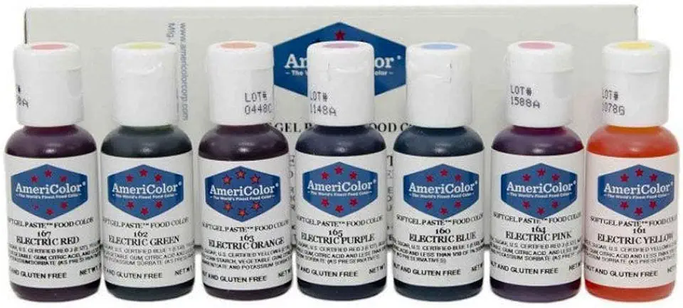 AmeriColor Food Coloring - Electric Kit - Soft Gel Paste, 7 .75 Ounce Bottles