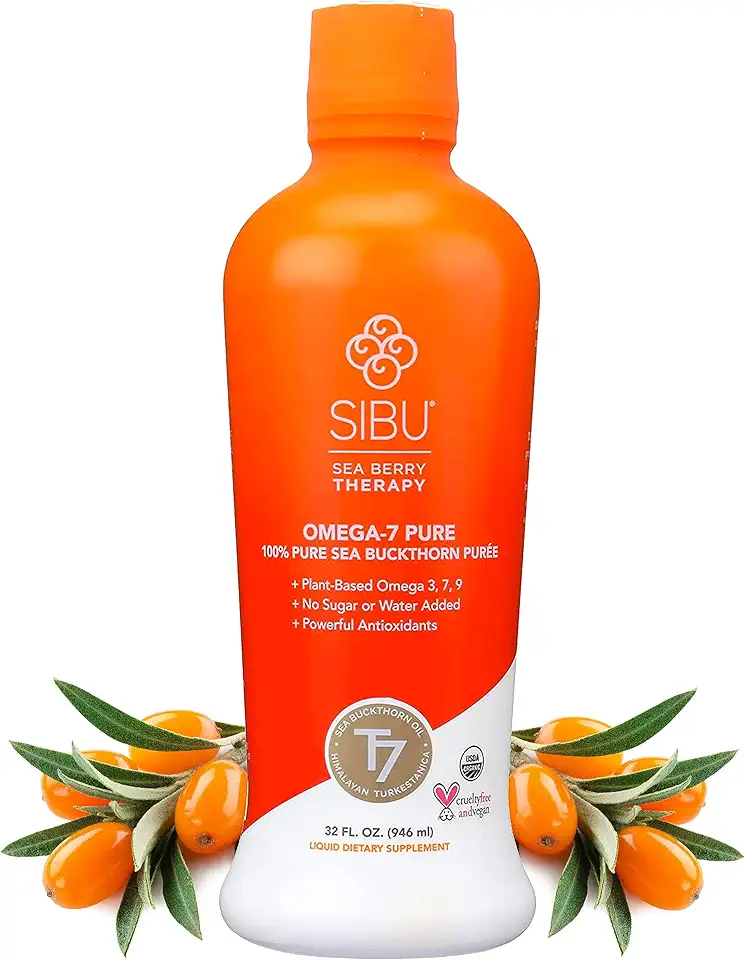 sibu Omega 7 Pure, 100% Pure Sea Buckthorn Juice (32 oz), USDA Organic – Boosts Immune System, Supports Cardiovascular Health, Amazing for Skin Hair and Nails