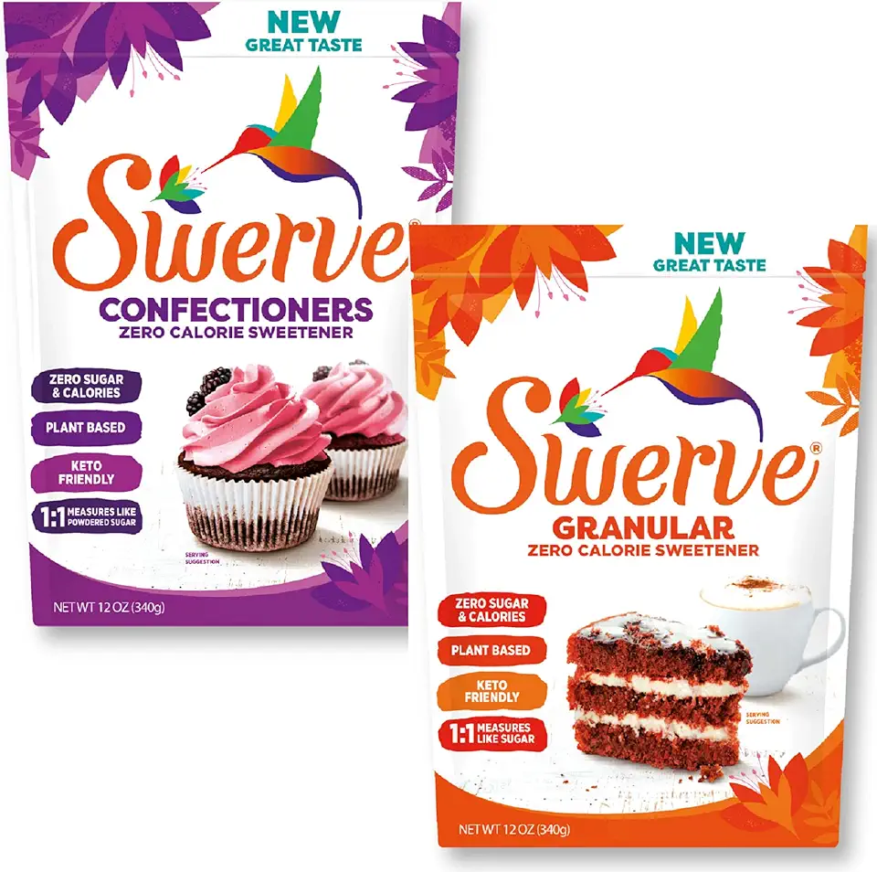 Swerve Sweetener Granular and Confectioners Baker&#x27;s Bundle - Sugar Substitute, Zero Calorie, Keto Friendly, Zero Sugar, Non-Glycemic, 12oz (2 Pack)