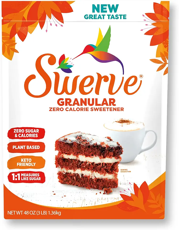 Swerve Ultimate Sugar Replacement Sweetener, Granular Sugar Substitute, Zero Calorie, Keto Friendly, Zero Sugar, Non-Glycemic, Gluten Free, 3 lbs Bag(Packaging May Vary)