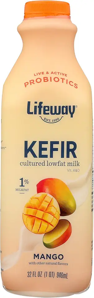 Lifeway Lowfat Kefir, Mango, 32 Ounce, 11g Protein, 12 Live Active Cultures