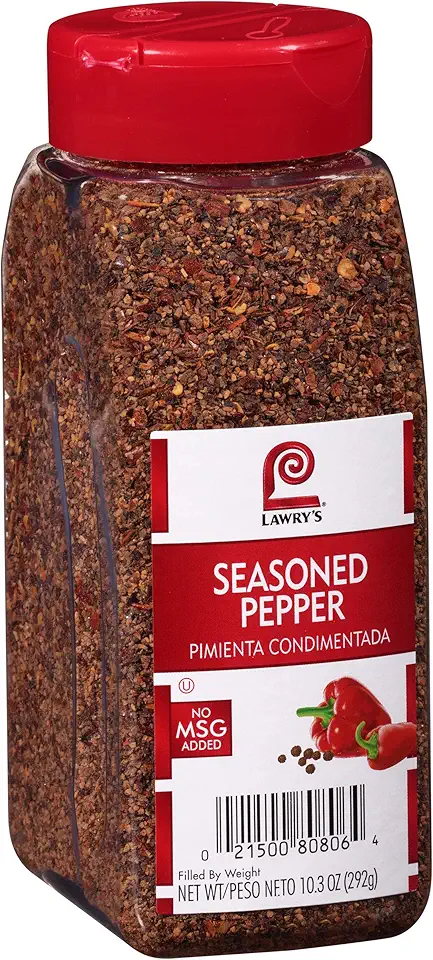 Lawry&#x27;s Seasoned Pepper, 10.3 oz - One 10.3 Ounce Container of Seasoned All Pepper for a Well-Rounded Flavor of Black Pepper, Sweet Red Bell Peppers, and Spices