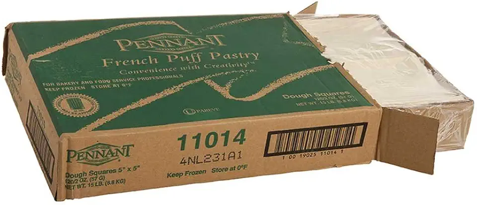 Pennant Foods Square Flat Puff Pastry Dough, 2 Ounce -- 120 per case.