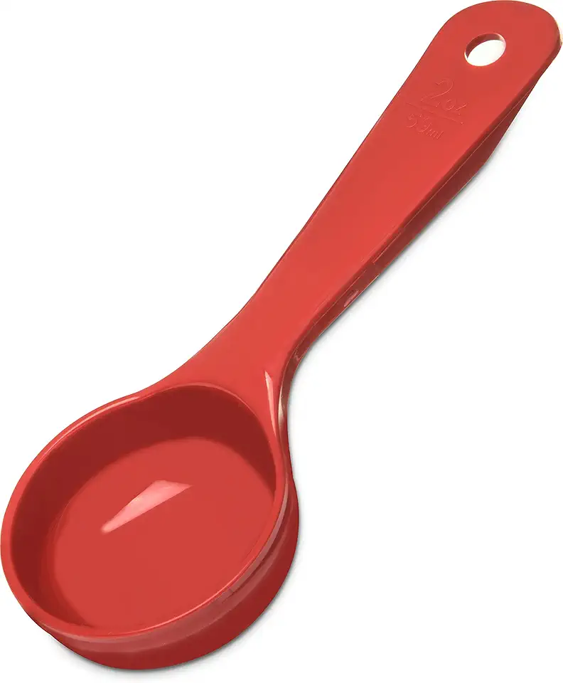 Carlisle FoodService Products Measure Miser Solid Measuring Spoon with Short Handle, 2 Ounces, Red (Pack of 12)