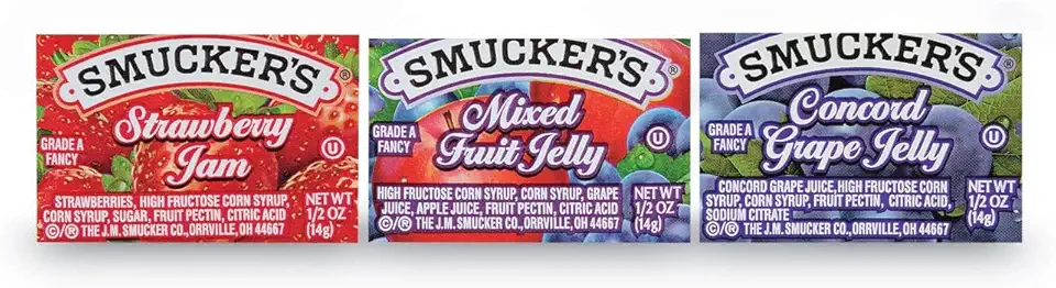 Smucker&#x27;s Strawberry Jam, Mixed Fruit and Concord Grape Jelly Assortment, (0.5 Ounce) 200 Count