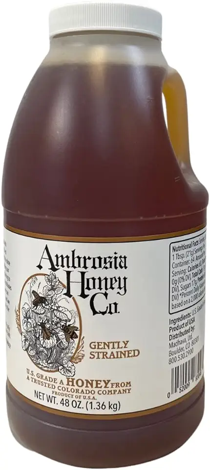 Ambrosia Honey (48 oz), 100% Pure Natural Honey, Harvested in the U.S.A, Natural Sugar Alternative, Natural Sweetener