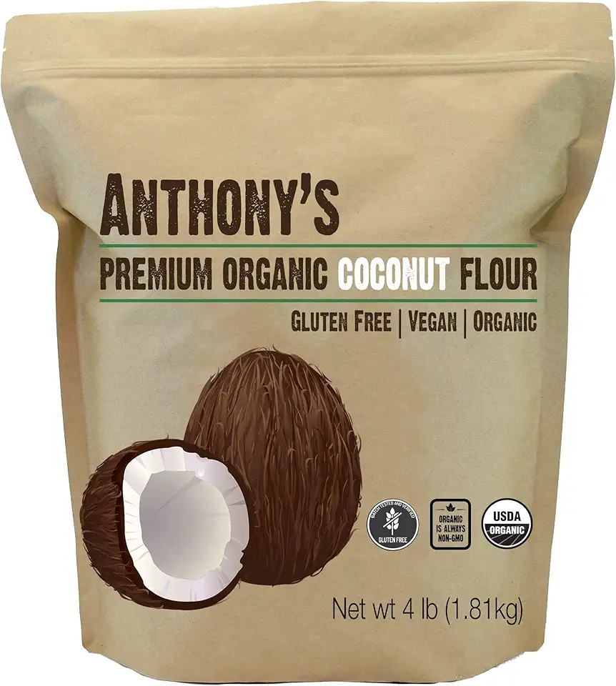 Anthony&#x27;s Organic Coconut Flour, 4 lb, Batch Tested Gluten Free, Non GMO, Vegan, Keto Friendly