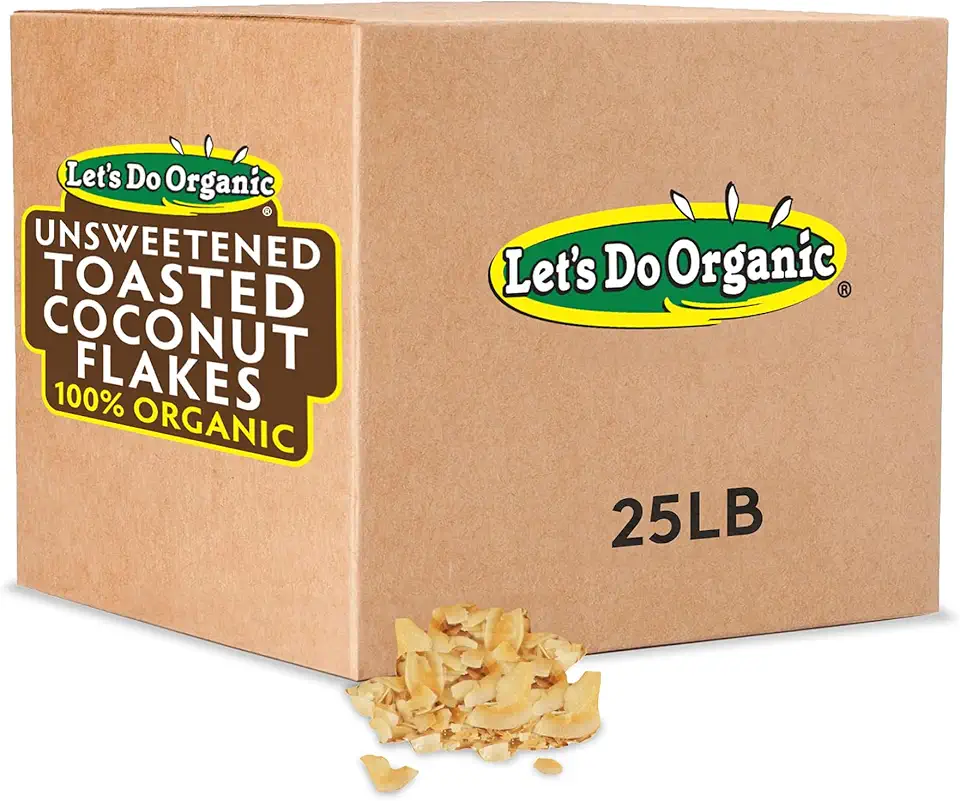 Let&#x27;s Do Organic Unsweetened Organic Coconut Flakes Toasted, 25 Pounds