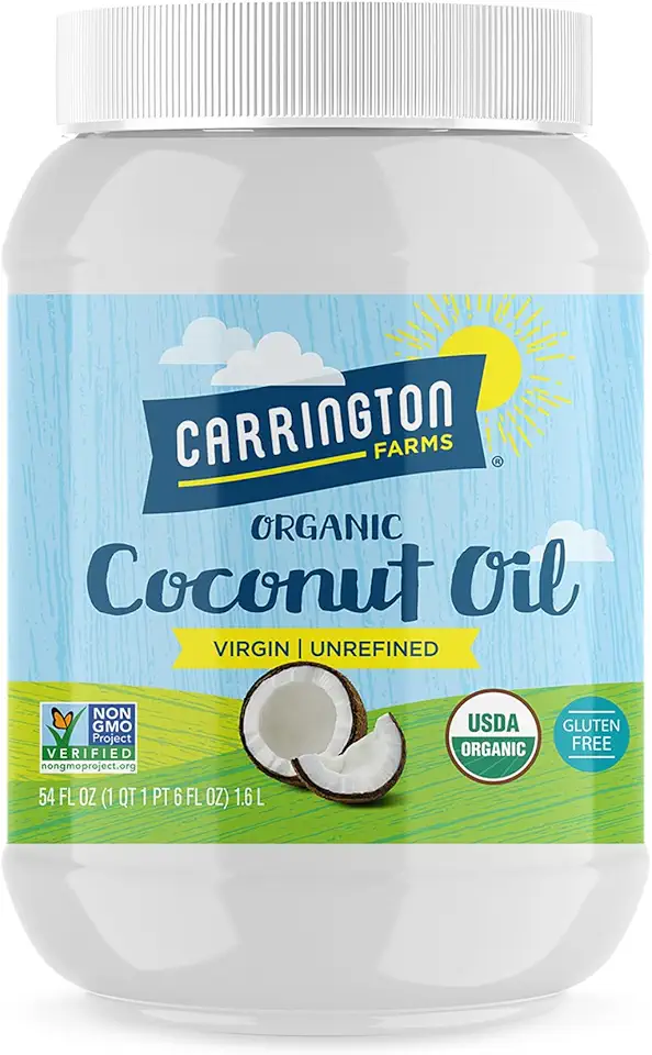 Carrington Farms Organic Virgin Cold Pressed Coconut Oil for Cooking, Nutrient Dense, Unrefined, Perfect for Baking or Sauteing Vegetables, 54 Fl Oz