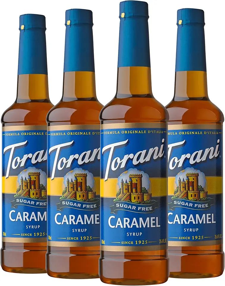 Torani Sugar Free Syrup, Caramel, 25.4 Fl Oz, (Pack of 4)