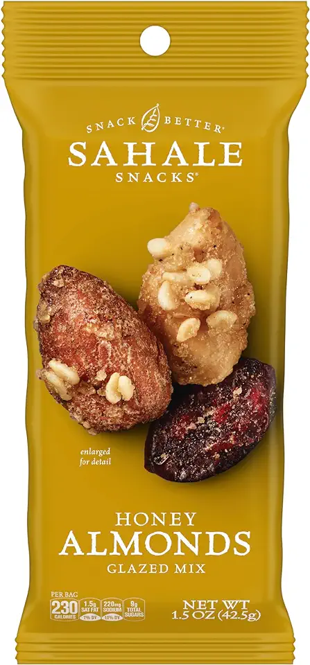 Sahale Snacks Honey Almonds Glazed Mix, 1.5 oz Grab &amp; Go Bags (18 Packs) - Dry-Roasted Deluxe Mixed Nuts with Tart Cranberries &amp; Madagascar Vanilla - Non-GMO, Kosher, &amp; Certified Gluten-Free Snacks