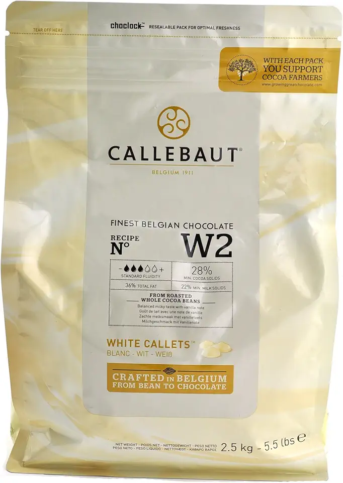 Callebaut W2 28% White Chocolate Callets 5.5 lbs